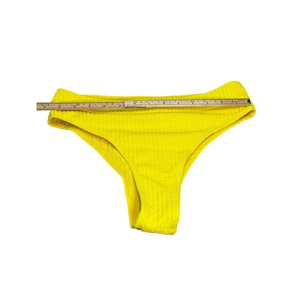 Yellow Textured High-Waisted Bikini Set Adjustable Straps & Back Closure Size M - Picture 6 of 8